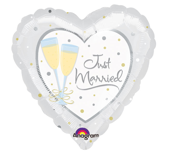 18" Just Married Mylar Balloon