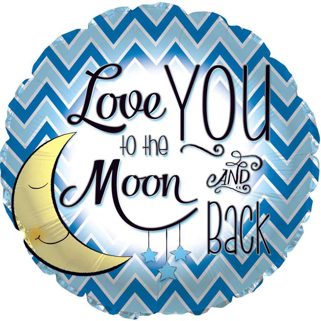 18" Love You To the Moon Blue Foil Balloon