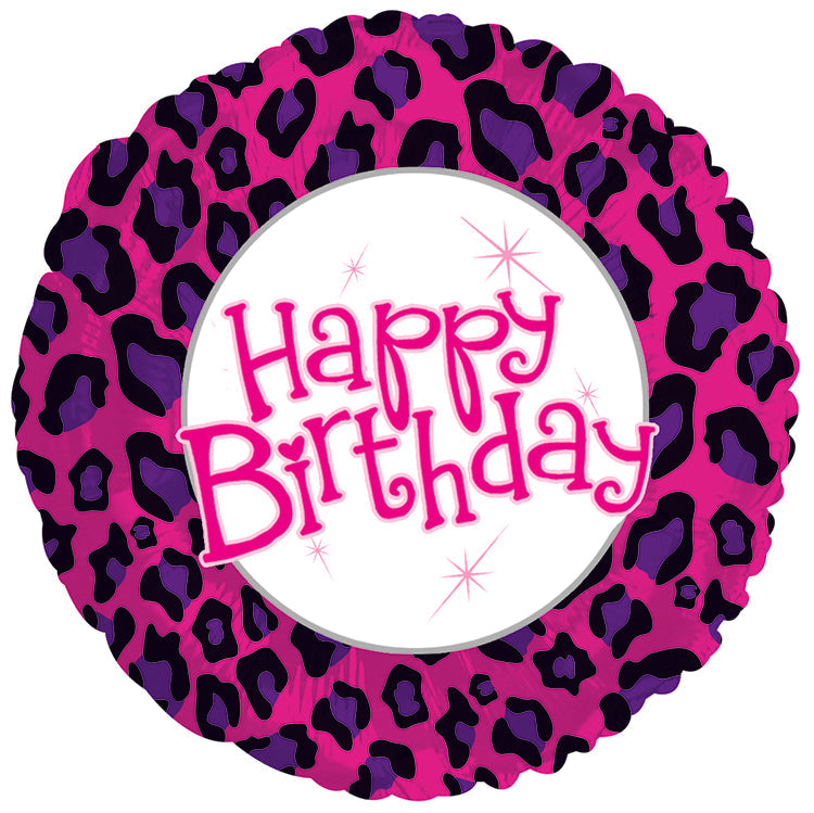 17" Happy Birthday Animal Print Balloon