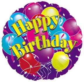 18" Happy Birthday Purple Balloons
