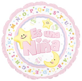 18" "Es Una Nina Baby" Girl Balloon (Spanish)