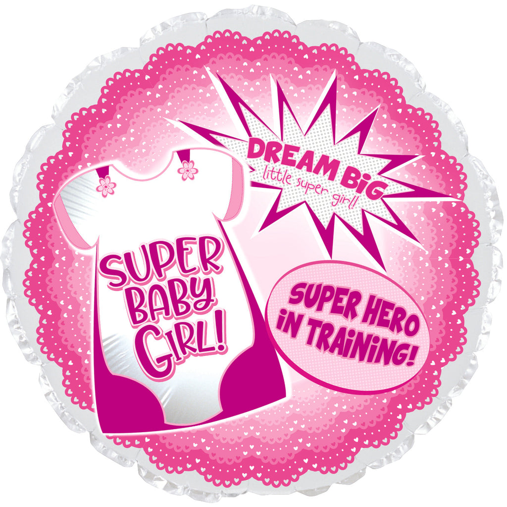 18" Super Hero Baby Girl Foil Balloon