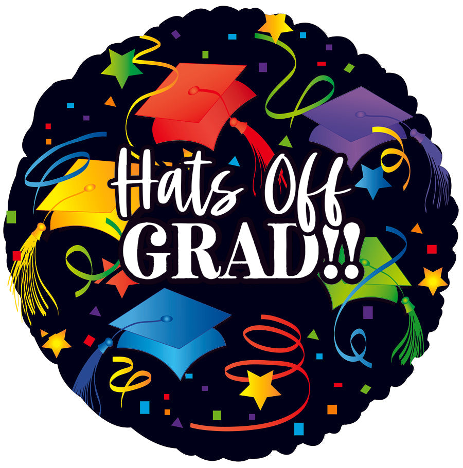 17" Hats Off Grad Foil Balloon