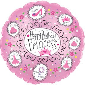 18" Happy Birthday Princess Foil Balloon