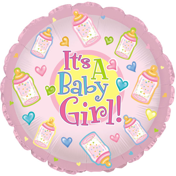 18" It's a Baby Girl Bottles Foil Balloon