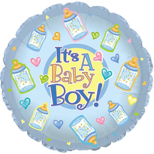 18" It's a Baby Boy Bottles Foil Balloon