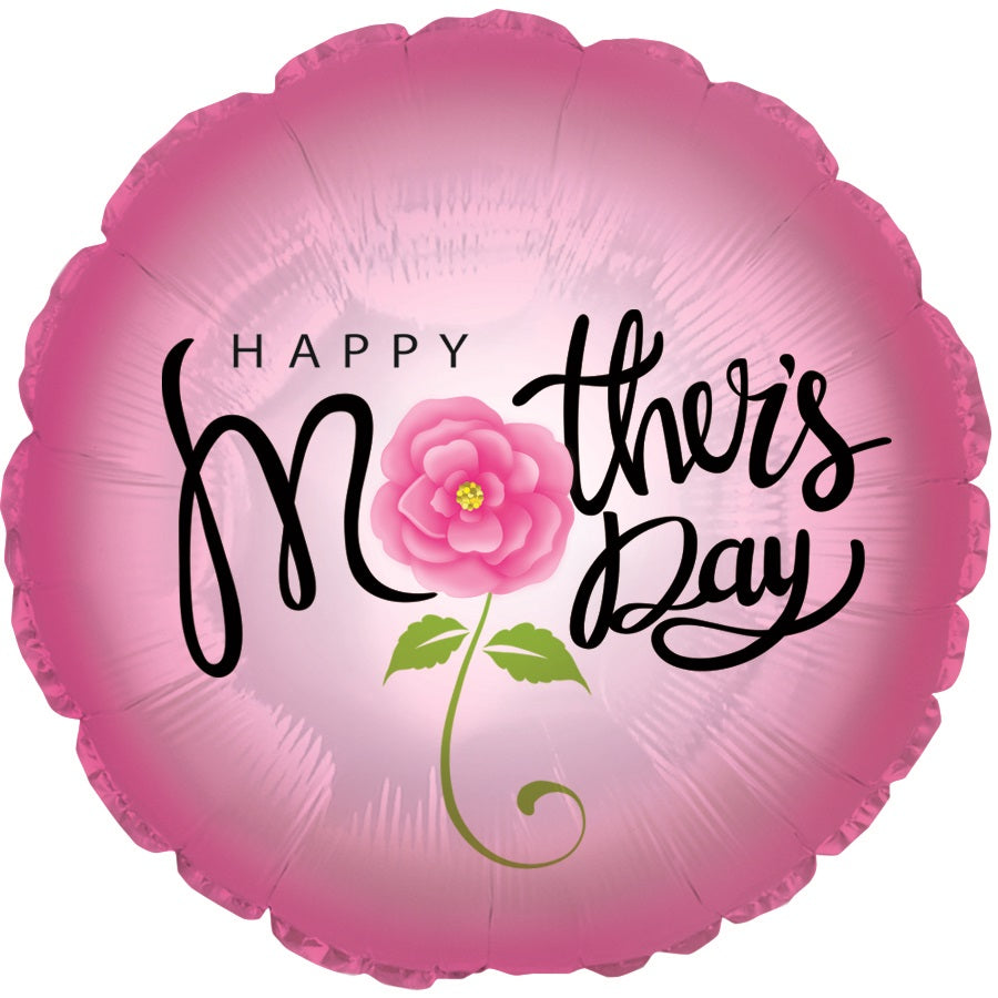 17" Happy Mother's Day Pink Rose Foil Balloon