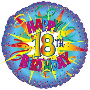 17" Happy Birthday 18th Burst Packaged Balloon