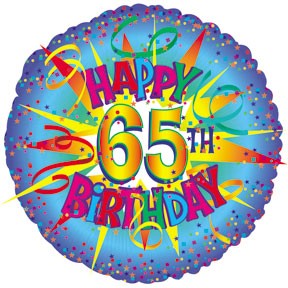 18" Happy Birthday 65th Burst Balloon