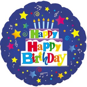 17" Happy Happy Birthday Blue Packaged Balloon