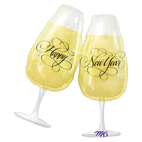 30" SuperShape New Years Toasting Glasses Balloon