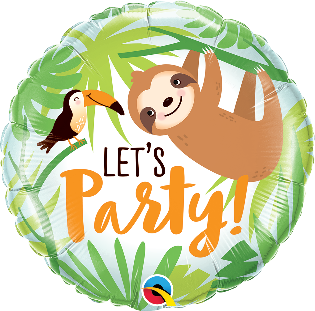 18" Round Let's Party Toucan & Sloth Foil Balloon