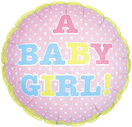 9" Airfill Only A Baby Girl Tiny Hearts Balloon