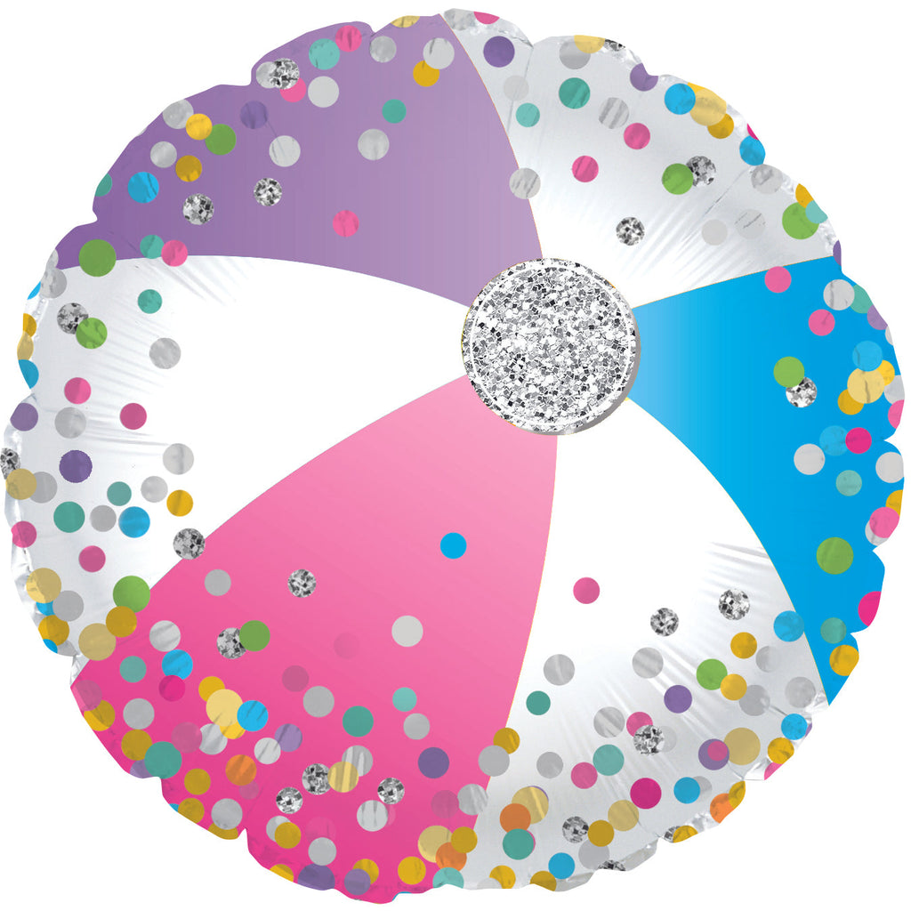 9" Airfill Only Pastel Sparkle Beachball Foil Balloon