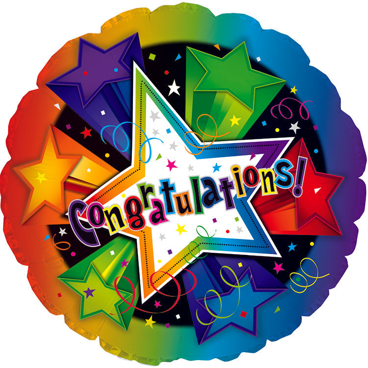 9" Airfill Only Congratulations 3-D Stars N Balloon