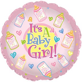 9" Airfill Only Baby Girl Bottles Balloon