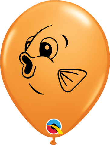 5" Orange (100 Per Bag) Fish Face Latex Balloons