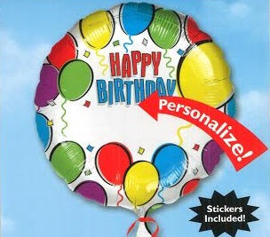 18" Happy Birthday Personalized with Stickers Balloon