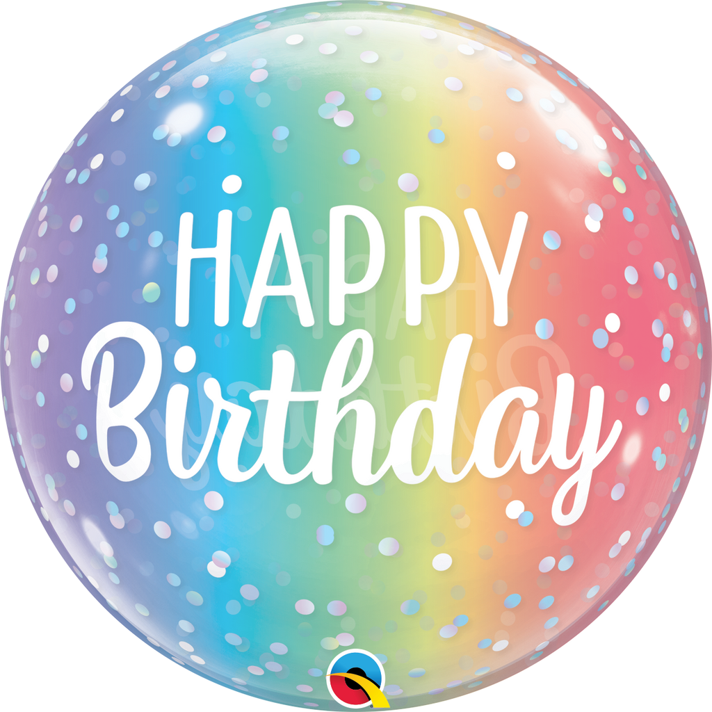 22" Happy Birthday Ombre & Dots Bubble Balloon