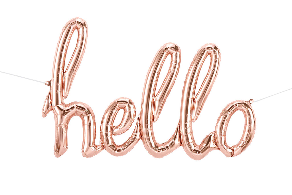 47" Airfill Only Hello Script - Rose Gold Script Word Foil Balloon