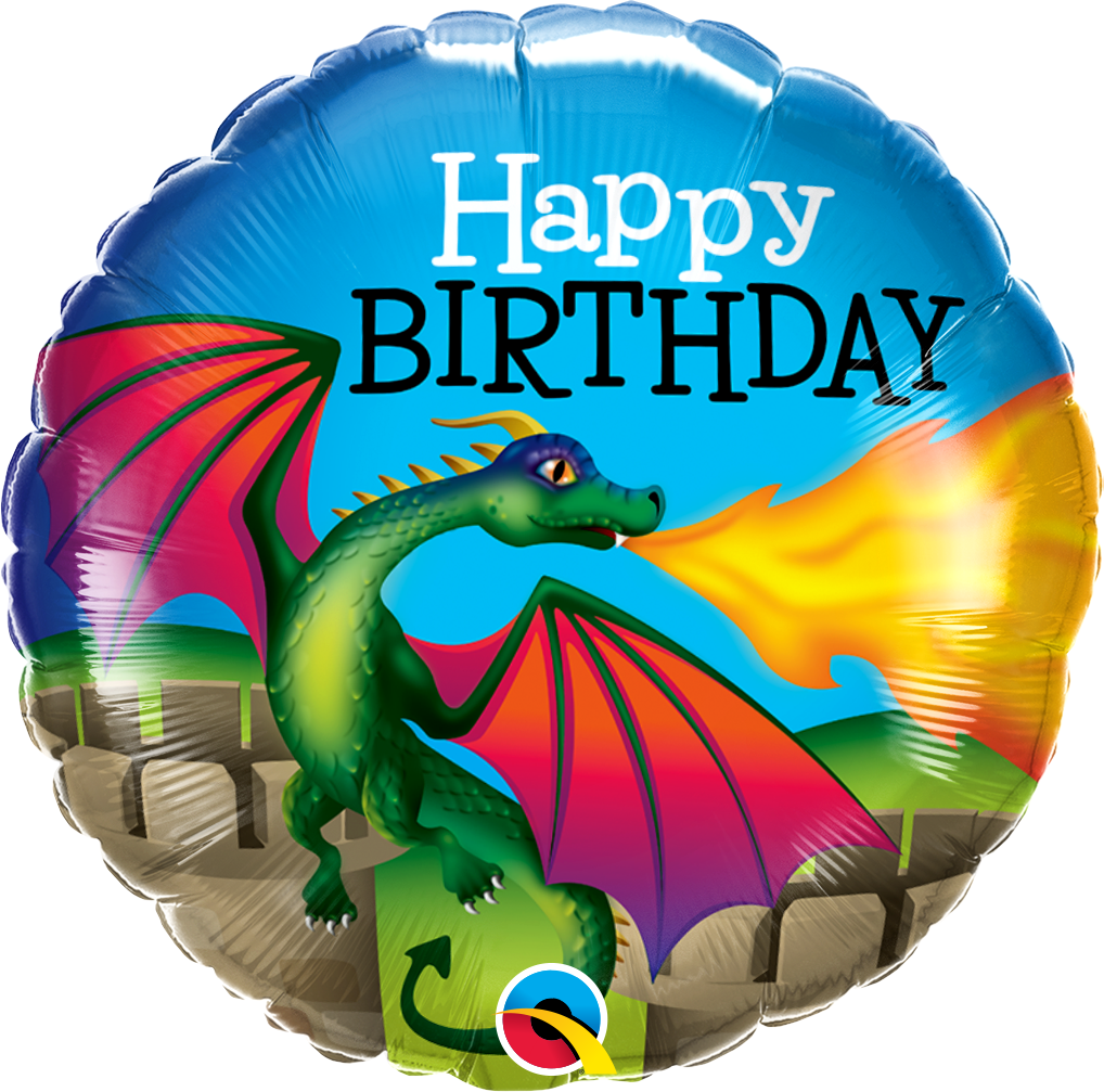 18" Happy Birthday Mythical Dragon Foil Balloon