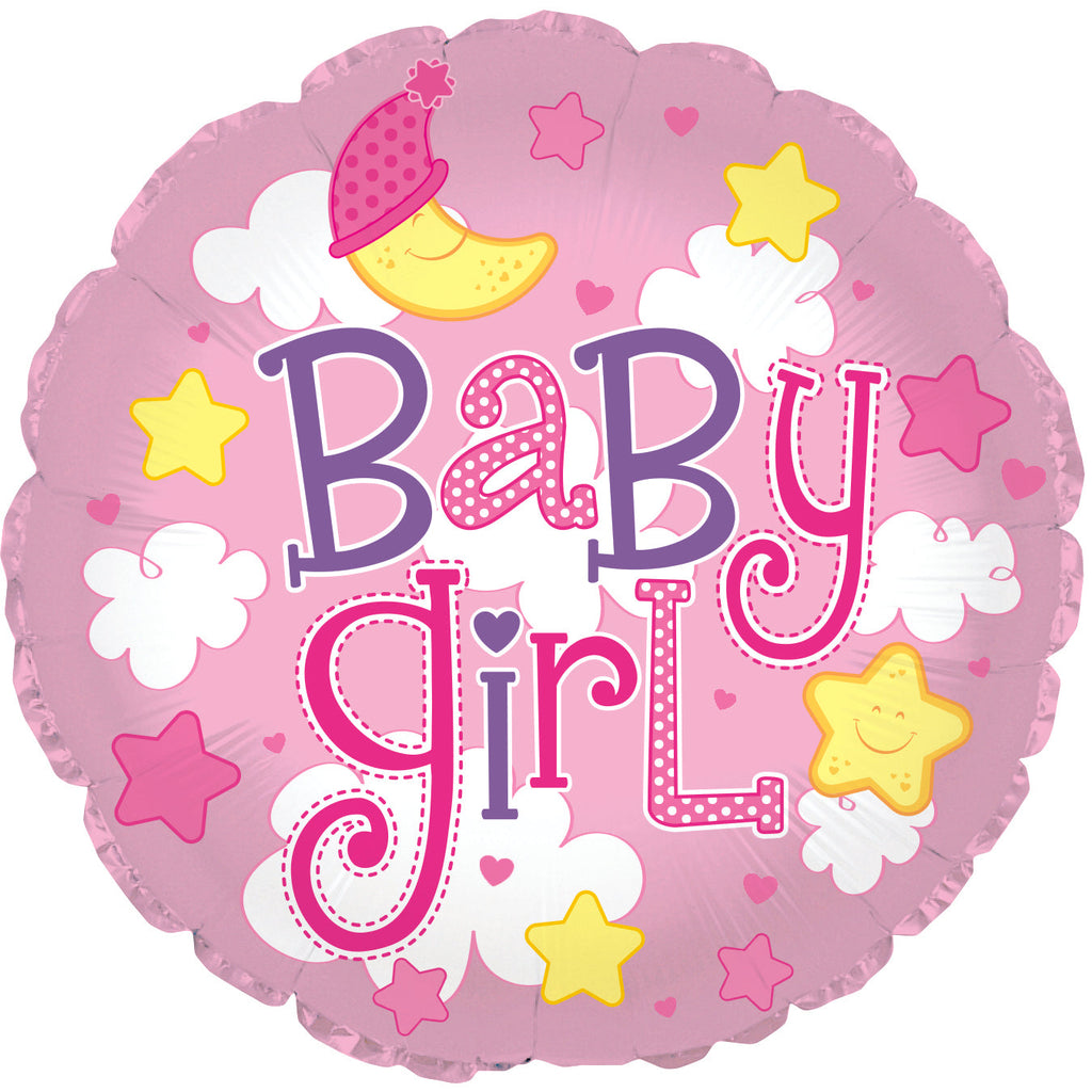 24" Baby Girl Clouds Foil Balloon