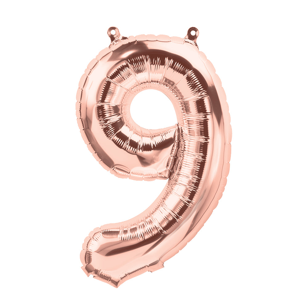 16" Northstar Brand Airfill Only Number 9 - Rose Gold Number Foil Balloon