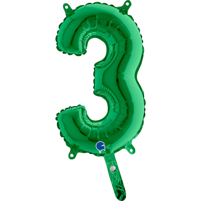 14" Airfill Only (Self Sealing) Number 3 Green Balloon