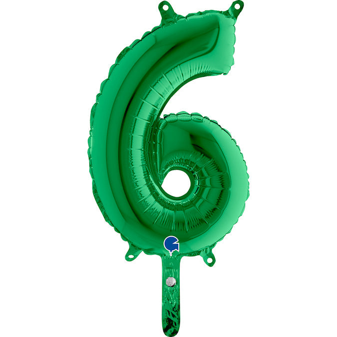 14" Airfill Only (Self Sealing) Number 6 Green Balloon