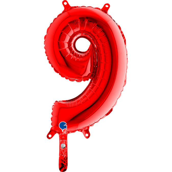 14" Airfill Only (Self Sealing) Number 9 Red Balloon