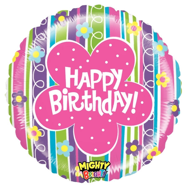 21" Mighty Bright Balloon Mighty Floral Birthday