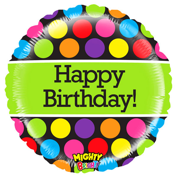 21" Mighty Bright Balloon Mighty Polka Dots Birthday