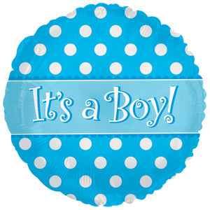 4.5" Airfill Only Foil Balloon It's A Boy Dots