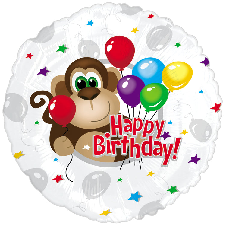 4.5" Airfill Only Monkey Around Happy Birthday Day Balloon