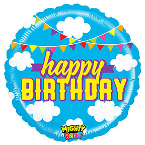 21" Mighty Bright Balloon Mighty Birthday Clouds