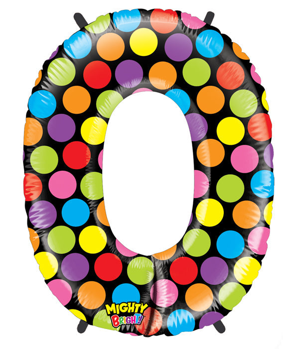 40" Mighty Bright Shape Polybagged Number 0 Balloon