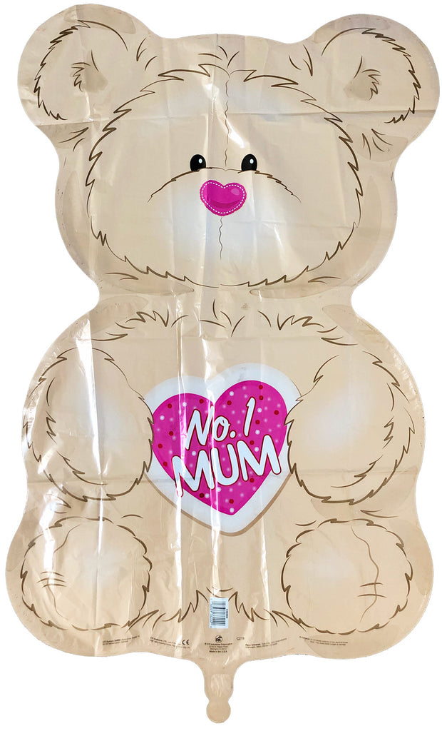 35" "No.1 Mum" Teddy Bear Mylar Balloon