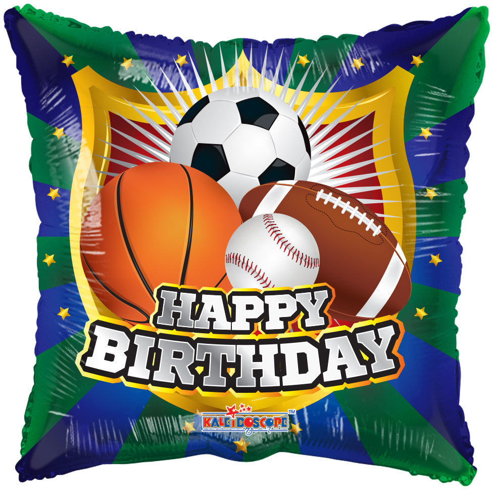 18" Happy Birthday Shield Sports Balloon