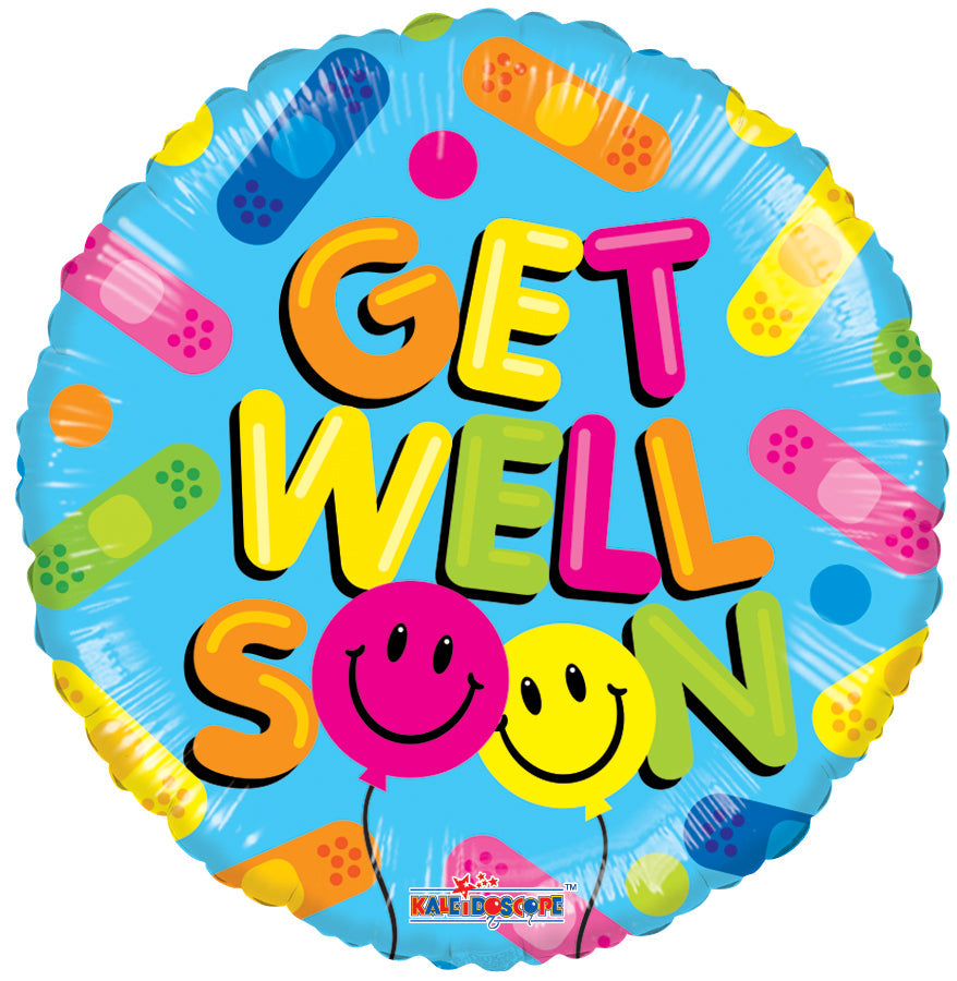 18" Get Well Balloon Smilies Gellibean Balloon