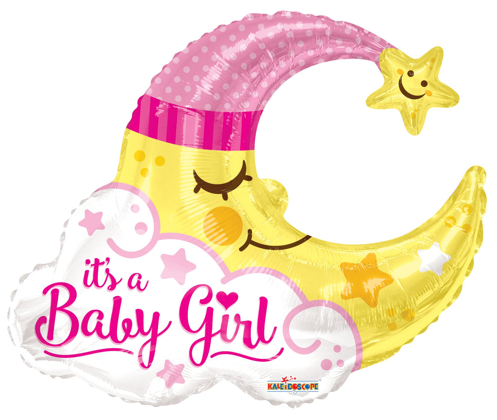 36" Baby Girl Moon Shape Gellibean Balloon