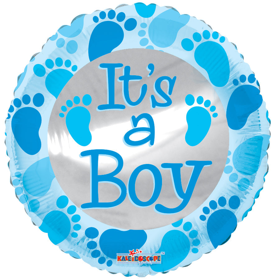 4" Airfill Only Baby Blue Foot Prints Balloon