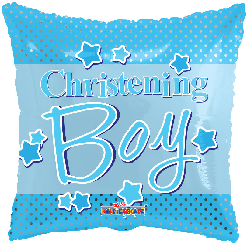 18" Christening Boy Dots Balloon
