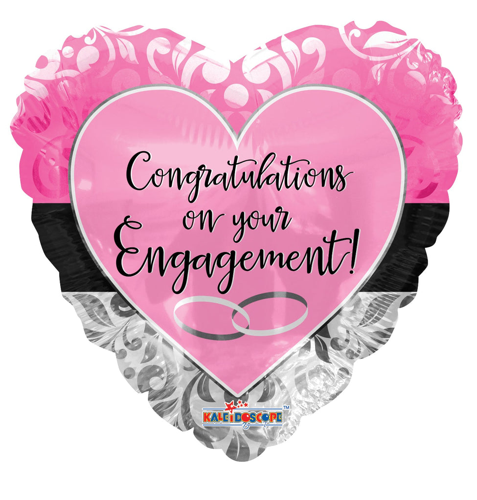 18" Engagement Pink Heart Balloon