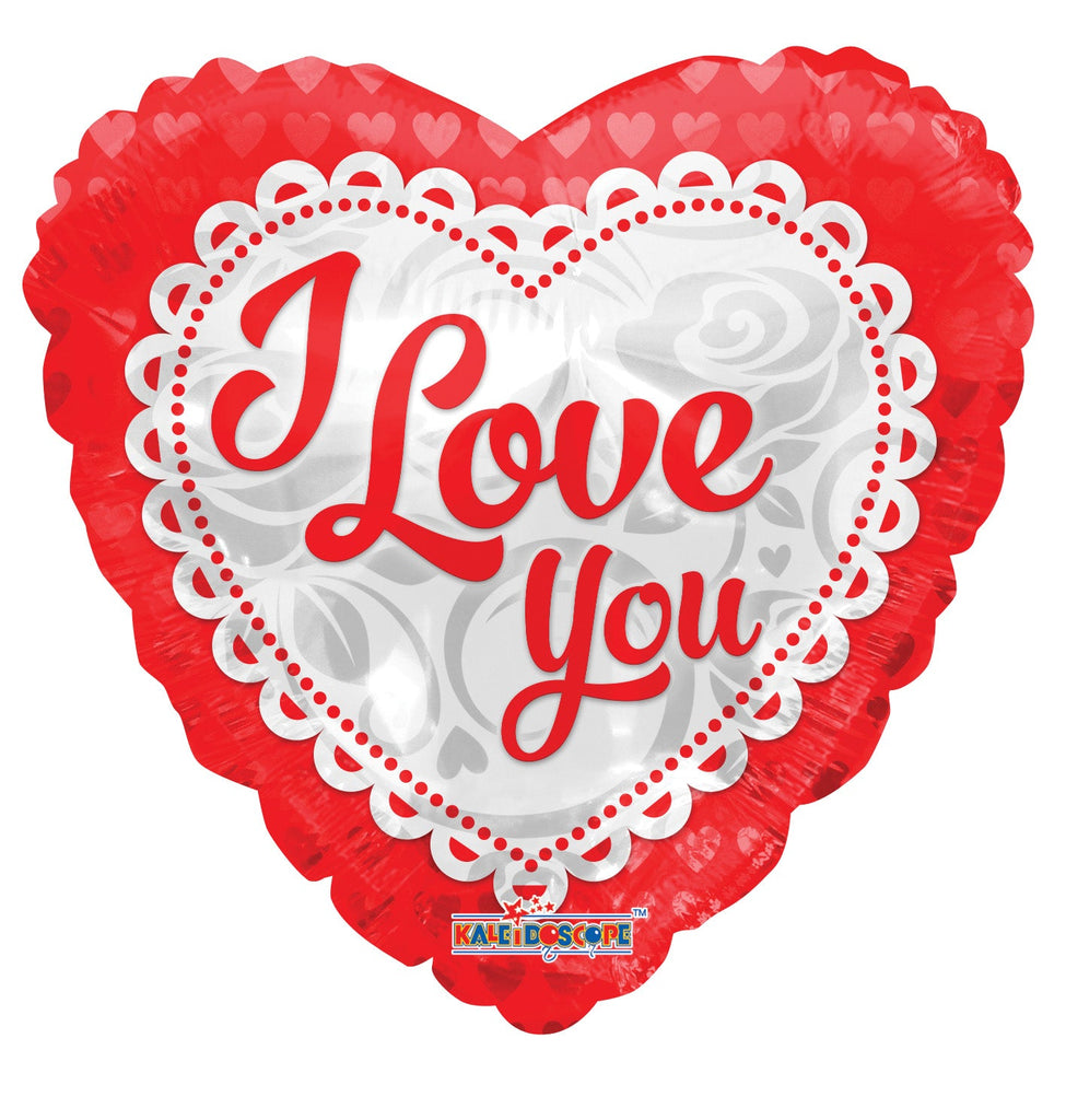 18" I Love You Embroidery Heart Foil Balloon