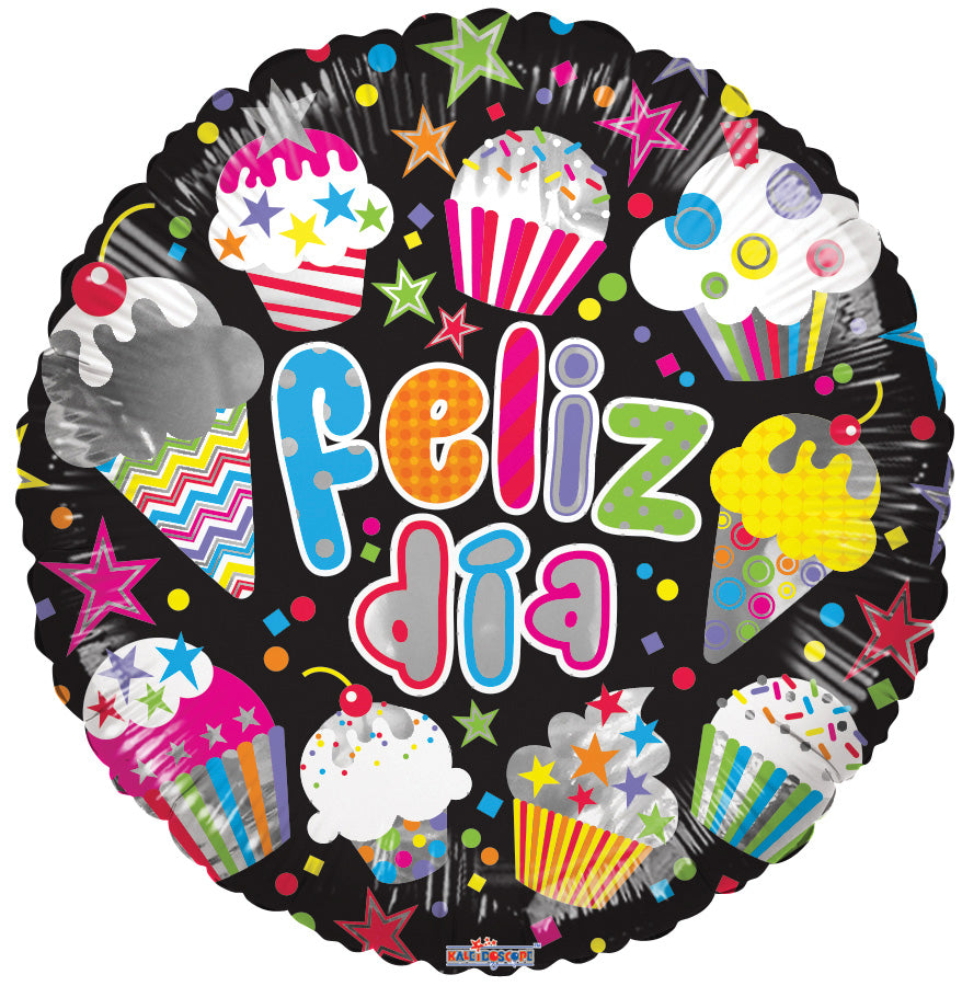 18" Feliz Dia Cupcakes Balloon (Spanish)