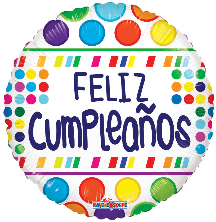 18" Feliz Cumpleaños White Balloon (Spanish)