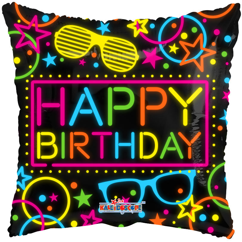 18" Square Birthday Party Neon Gellibean Balloon