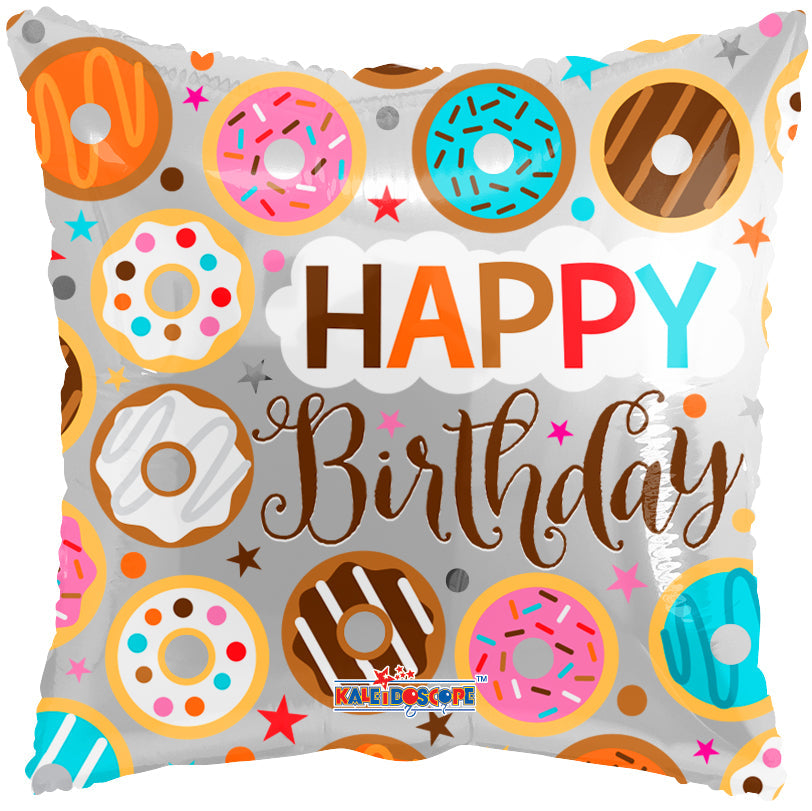 18" Square Birthday Donuts Balloon