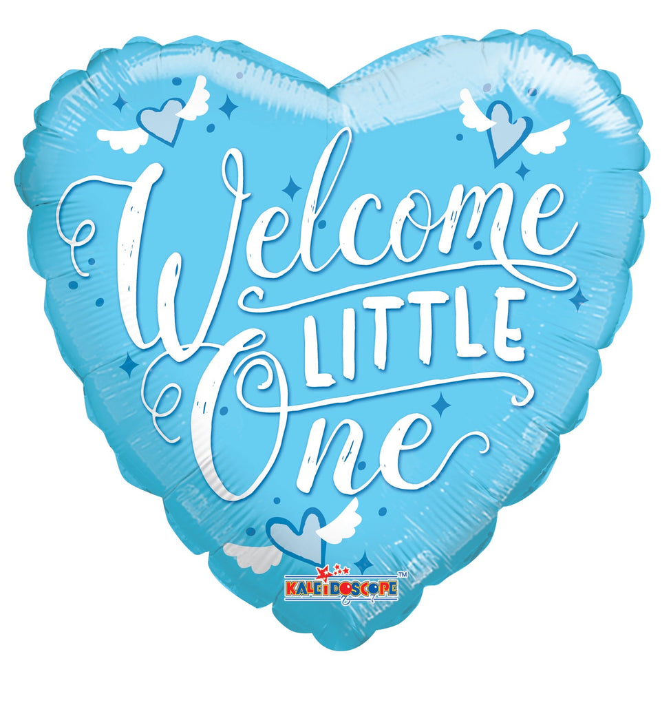 18" Heart Welcome Little One Blue Gellibean Balloon