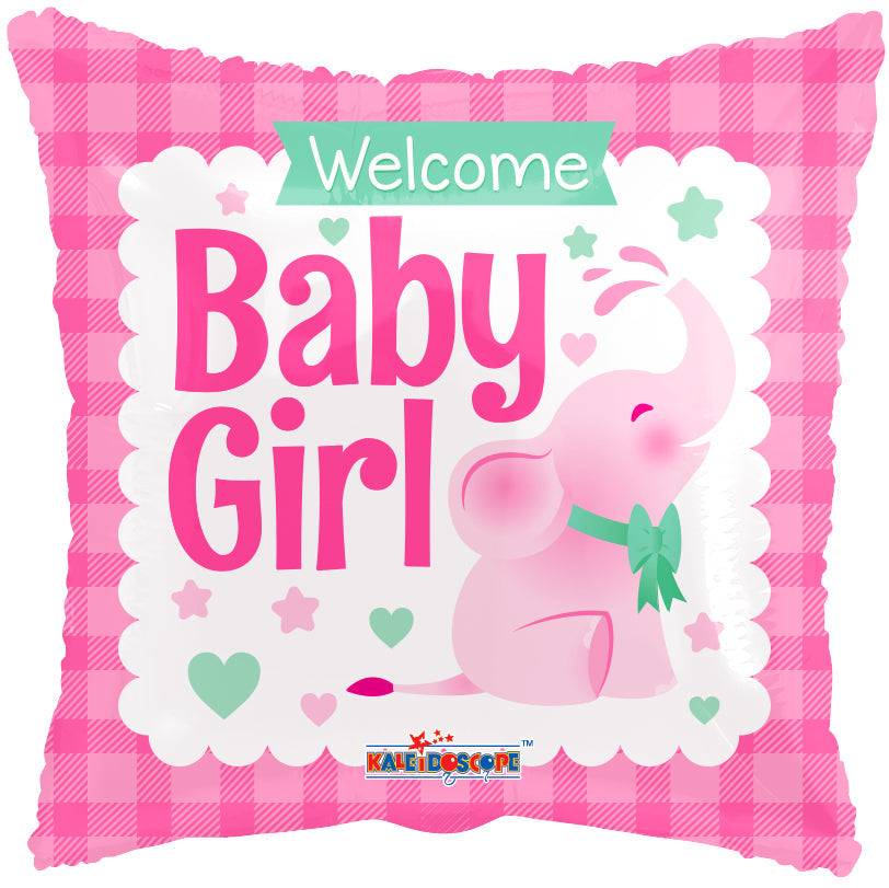 18" Square Baby Girl Little Elephant Gellibean Balloon